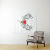 Tenture Red Angel Coeur avec ailes (En situation (horizontale))