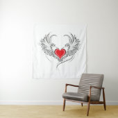 Tenture Red Angel Coeur avec ailes (En situation)
