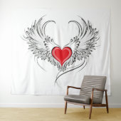 Tenture Red Angel Coeur avec ailes (En situation (horizontale))