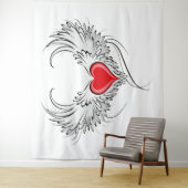 Tenture Red Angel Coeur avec ailes (En situation)