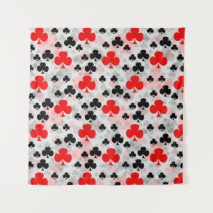 Tenture Red Black Clover Club Design Motif Abstrait