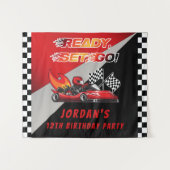 Tenture Red | Black Go Kart Racing Anniversaire (Devant (Horizontal))