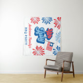 Tenture Red & Blue 4 juillet Fireworks Reunion BBQ Party (En situation (horizontale))