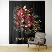 Tenture Red Decorative Flowers Holiday Backdrop (En situation)
