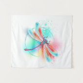 Tenture Red dragonfly on watercolor background (Devant (Horizontal))