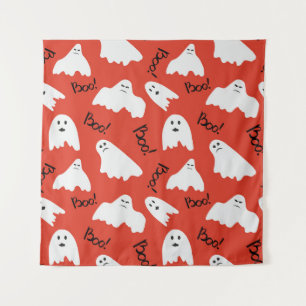 Tenture Red Ghosts : Motif Vintage d'Halloween