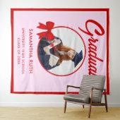 Tenture Red Gingham Bow Photo Graduation Backdrop (En situation (horizontale))