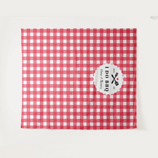 Tenture Red I Do BBQ En vichy Plaid Engagement Party (Devant (Horizontal))