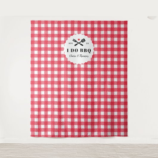 Tenture Red I Do BBQ En vichy Plaid Engagement Party (Devant)