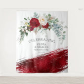 Tenture Red Ivory Peony Bold Scarlet Strot Mariage Prop (Devant)
