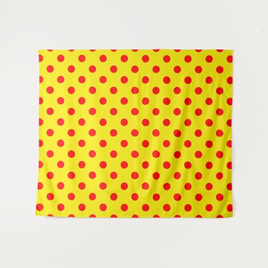 Tenture Red On Yellow Polka Dots Pattern Design (Devant (Horizontal))