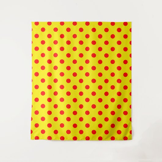 Tenture Red On Yellow Polka Dots Pattern Design (Devant)