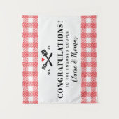 Tenture Red Picnic Plaid Cloth I Do BBQ Félicitations (Devant)