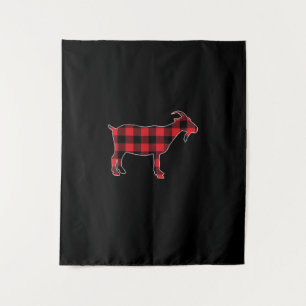 Tenture Red Plaid Goat Santa Christmas