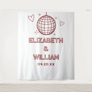 Tenture Red Retro Super Disco Ball Mariage Photo fond