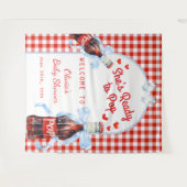 Tenture Red She's Ready to Pop Baby Shower Backdrop (Devant (Horizontal))