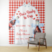 Tenture Red She's Ready to Pop Baby Shower Backdrop (En situation)
