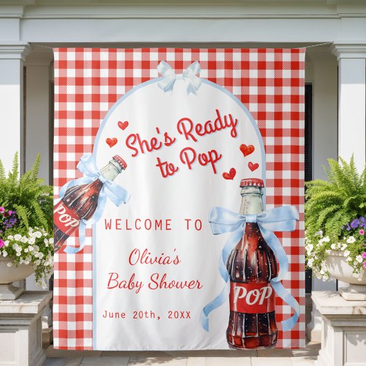 Tenture Red She's Ready to Pop Baby Shower Backdrop