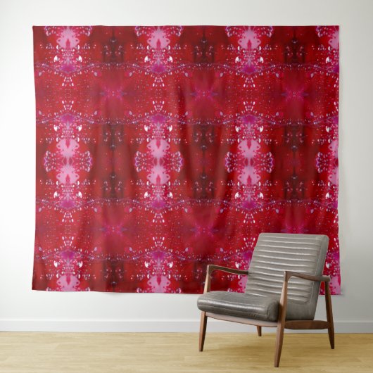 Tenture Red Snapdragon Ikat (En situation (horizontale))