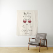 Tenture Red Wine Glass Wedding Welcome (En situation)