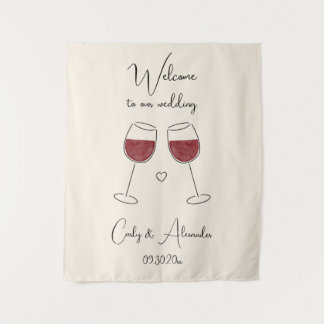 Tenture Red Wine Glass Wedding Welcome