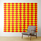 Tenture Red Yellow Harlequin Checkered Design  (En situation (horizontale))