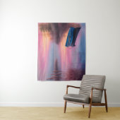 Tenture Réflexion du ciel rose de bateau bleu rustique (En situation)