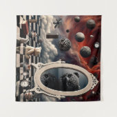 Tenture Réflexion sinistre de l'ours en peluche (Devant (Horizontal))