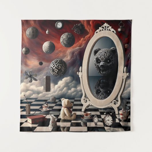 Tenture Réflexion sinistre de l'ours en peluche (Devant)