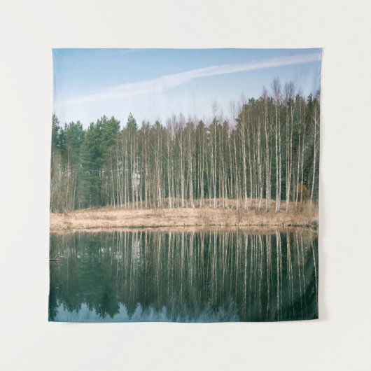 Tenture Réflexions Abstraites de beaux arbres dans le lac (Devant)