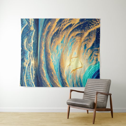 Tenture Réflexions de flux libre (En situation (horizontale))