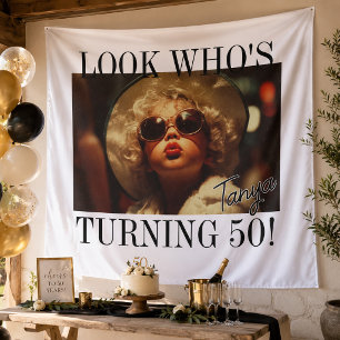 Tenture Regardez qui a 50 ans Photo Anniversaire drôle Fêt