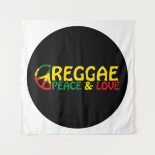 Tenture Reggae art avec des mots positifs Paix et Amour