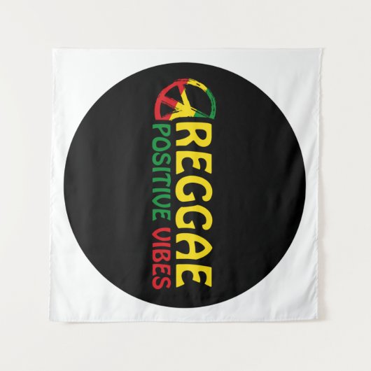 Tenture Reggae Musique avec des vibes positives et drapeau (Devant (Horizontal))