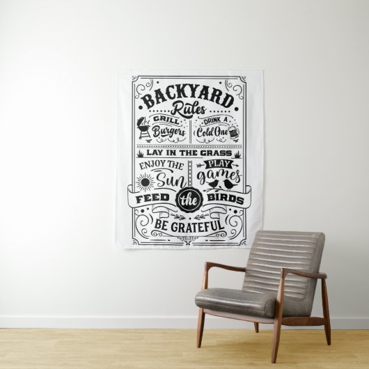Tenture Règles de barbecue jardin (En situation)