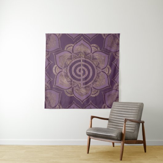 Tenture Reiki Cho Ku Rei - pastel et or (En situation)