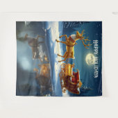 Tenture Reindeer Christmas Sleigh Holiday Backdrop (Devant (Horizontal))