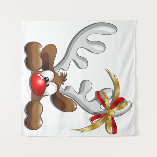 Tenture Reindeer Puzzled drôle Caractère de Noël (Devant (Horizontal))