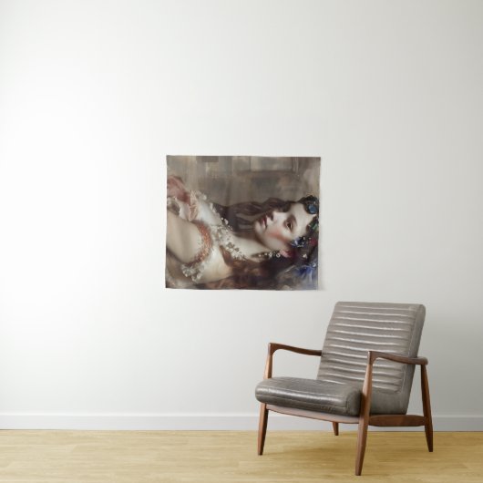 Tenture Renaissance Princesse AI générée art imaginaire (En situation (horizontale))