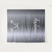 Tenture Renard argenté Joyeux anniversaire hommes garçons  (Devant (Horizontal))