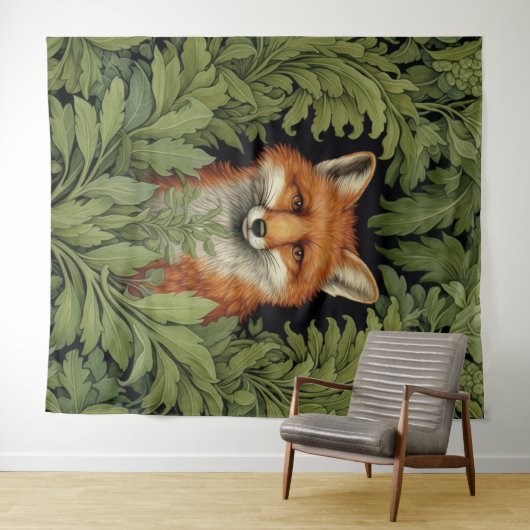 Tenture Renard Art nouveau dans la forêt (En situation (horizontale))