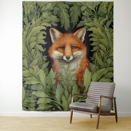 Tenture Renard Art nouveau dans la forêt (En situation)