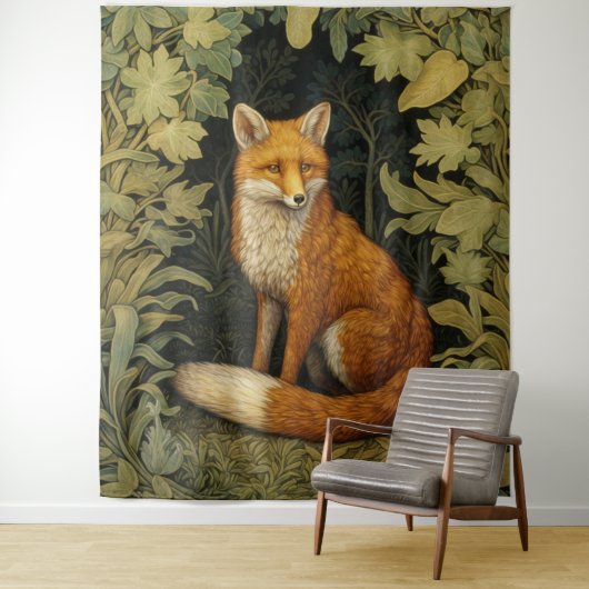 Tenture Renard dans la forêt, style Art nouveau (En situation)