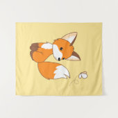 Tenture Renard Mignon Qui Regarde Papillon (Devant (Horizontal))