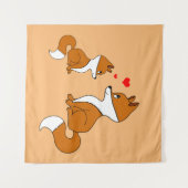 Tenture Renards mignons avec des cœurs, dessinés à la main (Devant (Horizontal))