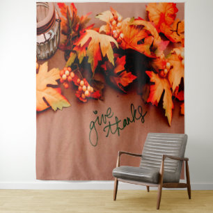 Tenture Rendez grâce avec des feuilles d'automne Thanksgiv