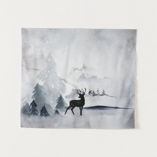 Tenture Rennes dans l'Aquarelle gris sauvage Noël (Devant (Horizontal))