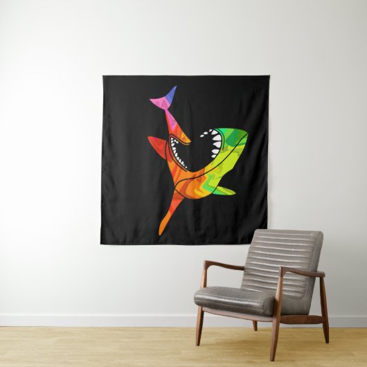 Tenture Requin coloré (En situation (horizontale))
