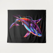 Tenture Requin Néon Vibrant Océan Digital Moderne (Devant (Horizontal))