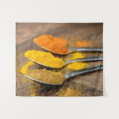 Tenture Restaurant indien Épices asiatiques sur cuillères  (Devant (Horizontal))